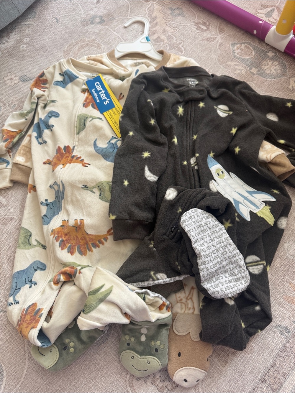 3 Carters fleece footed pajamas 2T 24M